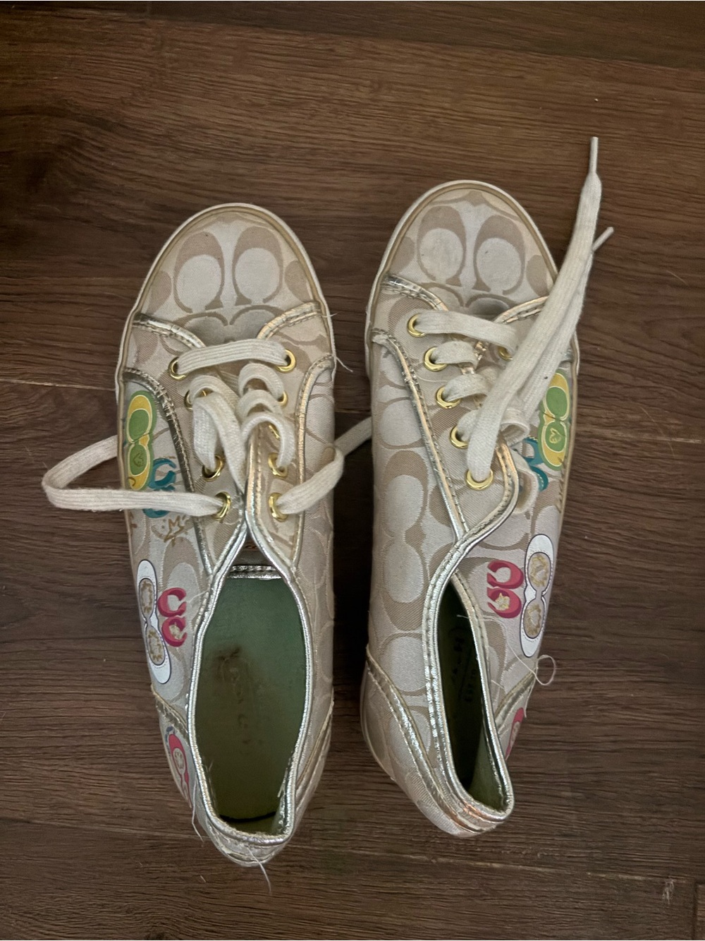 Coach Graffiti Monogram Beige Signature Canvas Sneakers with Multicolor Accents